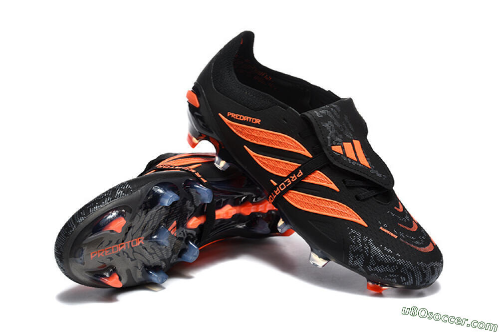 Adidas Predator 26 Elite Fold-Over Tongue FG Firm Ground Soccer Cleats - Black/Electric Orange/Graphite Gray 4