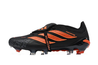 Adidas Predator 26 Elite Fold-Over Tongue FG Firm Ground Soccer Cleats - Black/Electric Orange/Graphite Gray