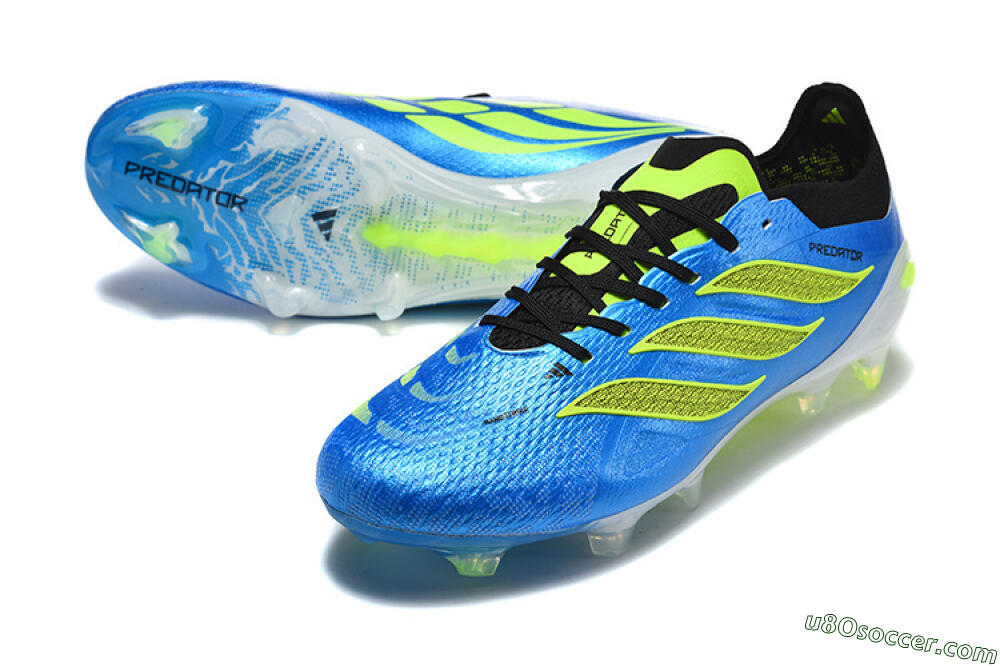 Adidas Predator 26 Elite FG Firm Ground Soccer Cleats - Blue/Electric Blue/Neon Green 3