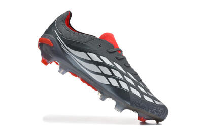 Adidas Predator 26 Elite FG Firm Ground Soccer Cleats - Gray/Crimson Red/Slate Gray