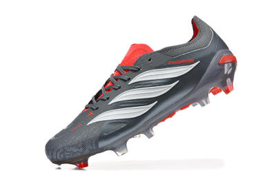Adidas Predator 26 Elite FG Firm Ground Soccer Cleats - Gray/Crimson Red/Slate Gray