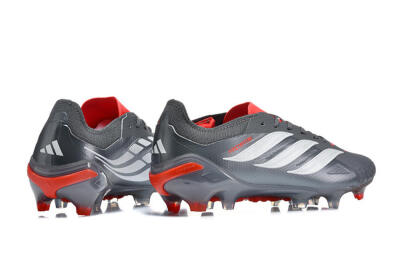 Adidas Predator 26 Elite FG Firm Ground Soccer Cleats - Gray/Crimson Red/Slate Gray