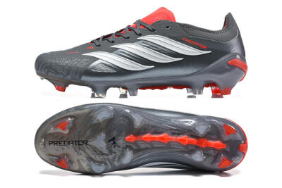 Adidas Predator 26 Elite FG Firm Ground Soccer Cleats - Gray/Crimson Red/Slate Gray