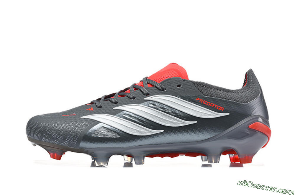 Adidas Predator 26 Elite FG Firm Ground Soccer Cleats - Gray/Crimson Red/Slate Gray 2