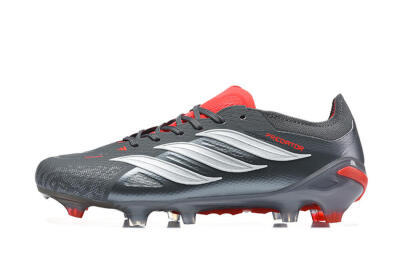 Adidas Predator 26 Elite FG Firm Ground Soccer Cleats - Gray/Crimson Red/Slate Gray