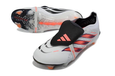 Adidas Predator 26 Elite Fold-Over Tongue FG Firm Ground Soccer Cleats - White/Electric Orange/Dark Purple