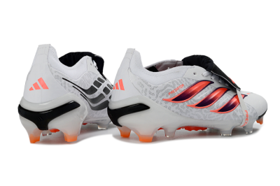 Adidas Predator 26 Elite Fold-Over Tongue FG Firm Ground Soccer Cleats - White/Electric Orange/Dark Purple