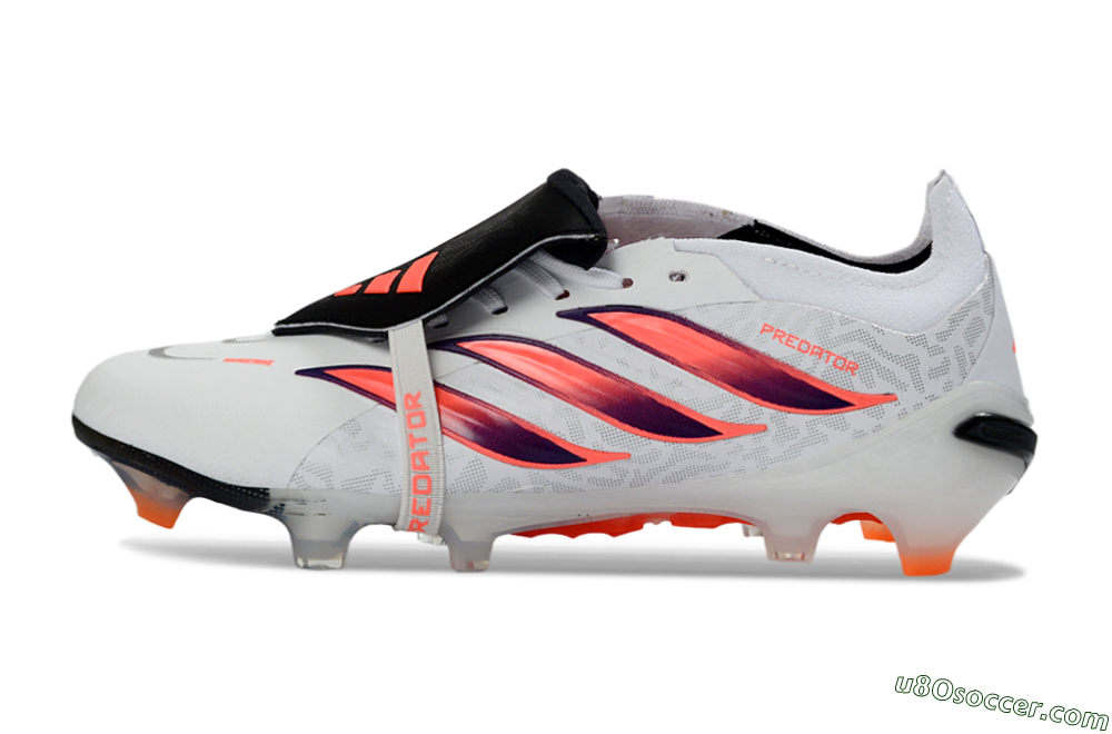Adidas Predator 26 Elite Fold-Over Tongue FG Firm Ground Soccer Cleats - White/Electric Orange/Dark Purple 2