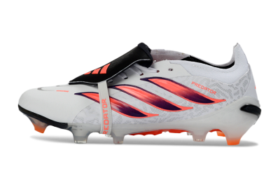 Adidas Predator 26 Elite Fold-Over Tongue FG Firm Ground Soccer Cleats - White/Electric Orange/Dark Purple