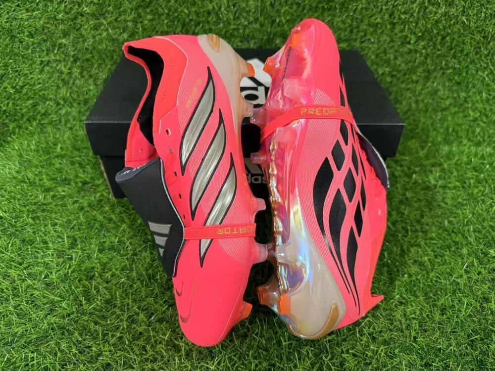 Adidas Predator 26 Elite Fold-Over Tongue FG Firm Ground Soccer Cleats - Pink/Electric Pink/Black