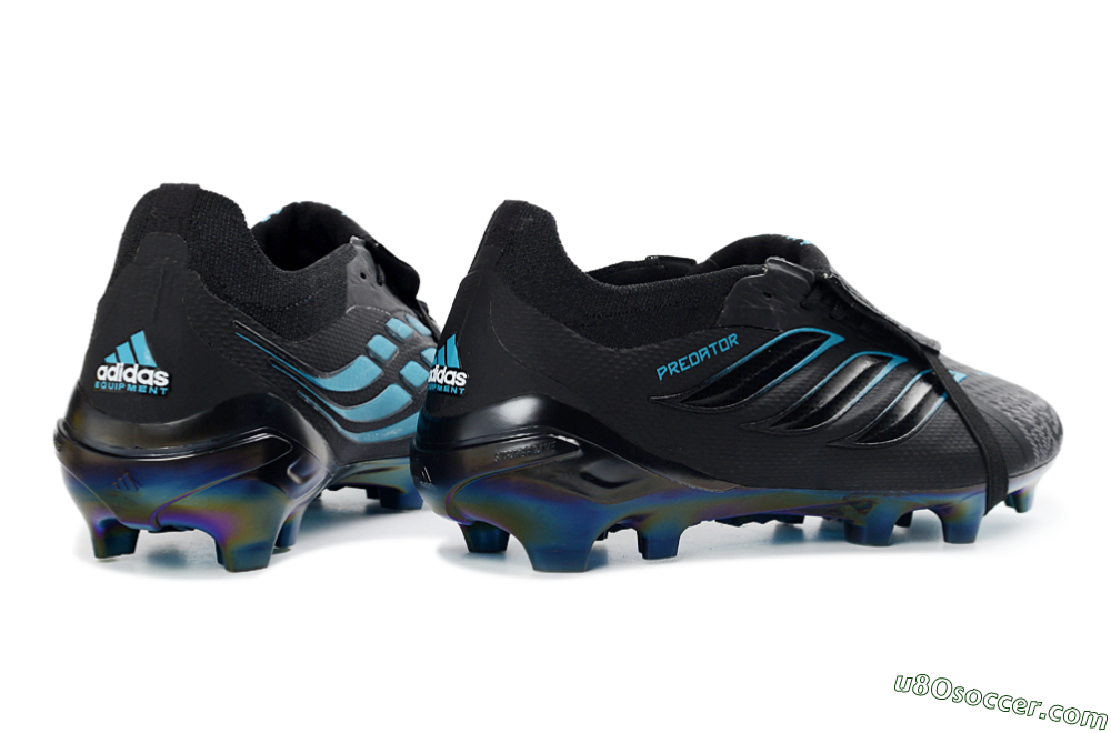 Adidas Predator 26 Elite Fold-Over Tongue FG Firm Ground Soccer Cleats - Black/Electric Blue/Iridescent Green 6
