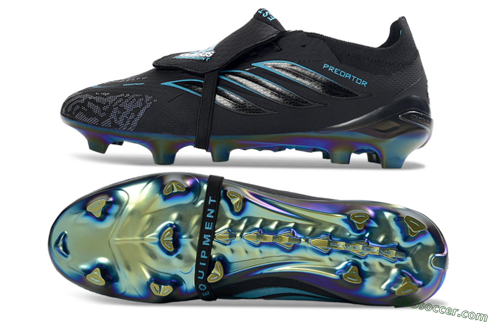 Adidas Predator 26 Elite Fold-Over Tongue FG Firm Ground Soccer Cleats - Black/Electric Blue/Iridescent Green 0