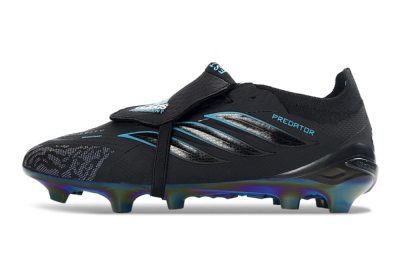 Adidas Predator 26 Elite Fold-Over Tongue FG Firm Ground Soccer Cleats - Black/Electric Blue/Iridescent Green
