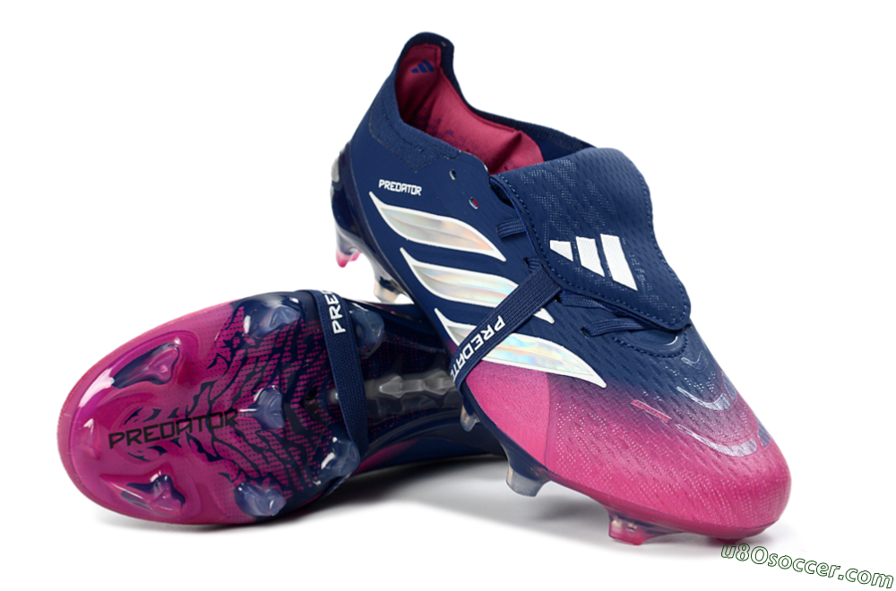 Adidas Predator 26 Elite Fold-Over Tongue FG Firm Ground Soccer Cleats - Navy/Vibrant Pink/Deep Blue 3