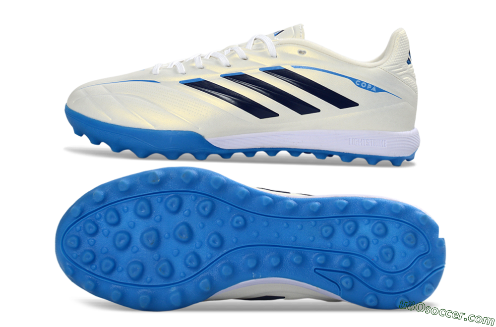 Adidas Copa Pure 3 Elite TF Artificial Turf Soccer Shoes - White/Navy Blue/Cyan Blue 0