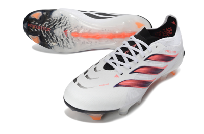 Adidas Predator 26 Elite FG Firm Ground Soccer Cleats - White/Electric Orange/Sleek Black