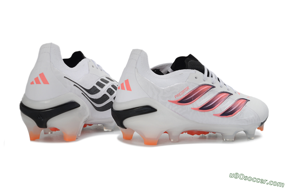 Adidas Predator 26 Elite FG Firm Ground Soccer Cleats - White/Electric Orange/Sleek Black 7