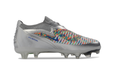 Nike Phantom 6 Elite Low FG Firm Ground Soccer Cleats - Silver/Vibrant Green/Multicolor