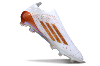 Adidas F50 Elite Laceless FG Firm Ground Soccer Cleats - White/Copper Flame/Golden Iris