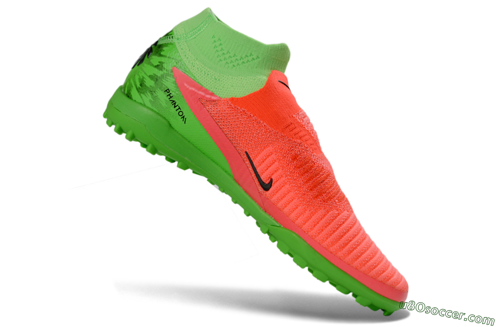 Nike Phantom 6 Elite High TF Artificial Turf Soccer Shoes - Orange/Neon Pink/Lime Green 4
