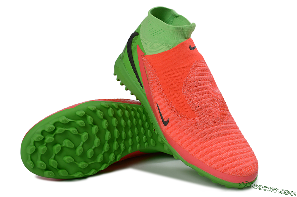 Nike Phantom 6 Elite High TF Artificial Turf Soccer Shoes - Orange/Neon Pink/Lime Green 3