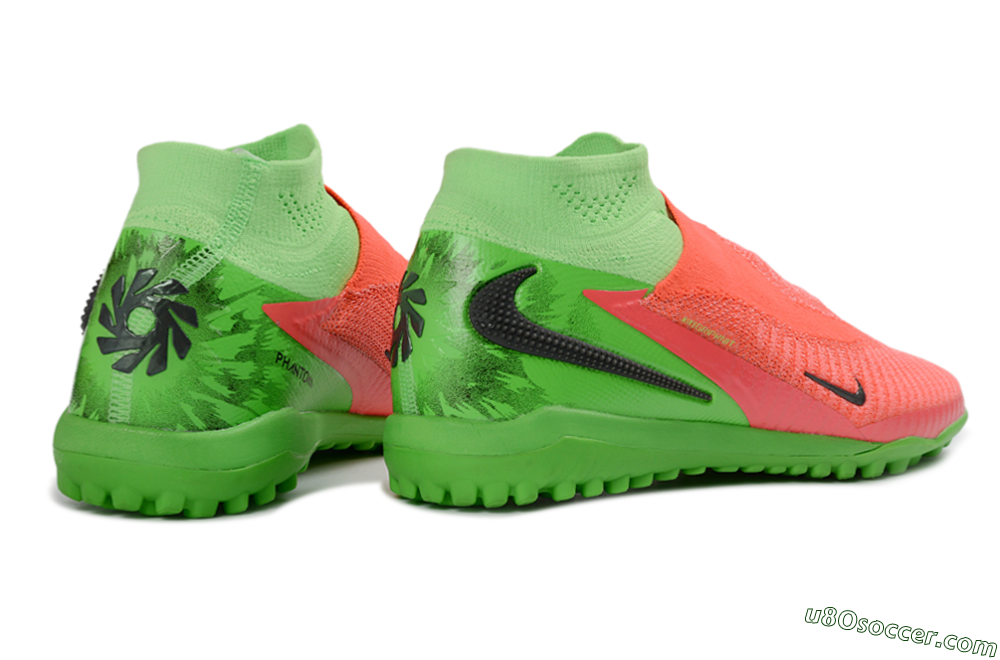 Nike Phantom 6 Elite High TF Artificial Turf Soccer Shoes - Orange/Neon Pink/Lime Green 6