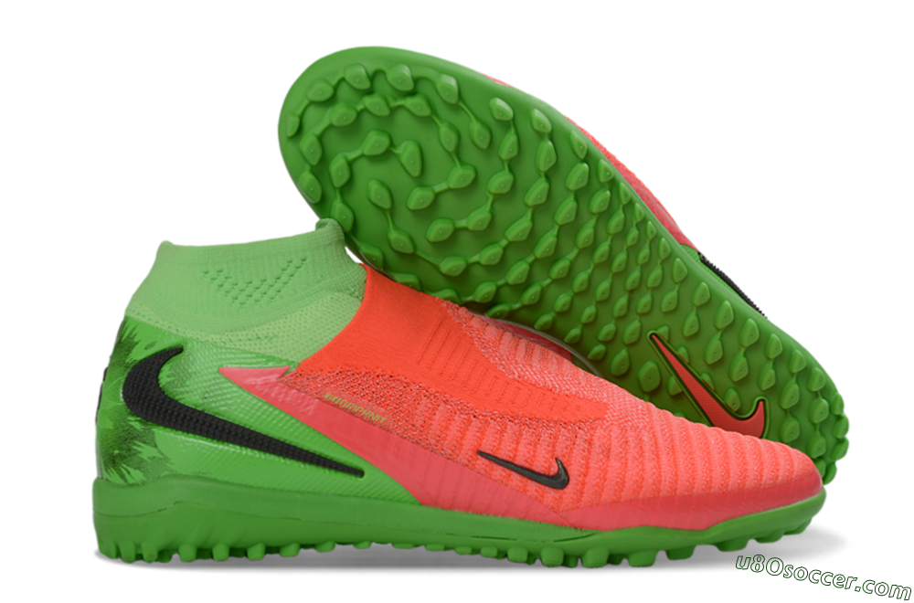 Nike Phantom 6 Elite High TF Artificial Turf Soccer Shoes - Orange/Neon Pink/Lime Green 1