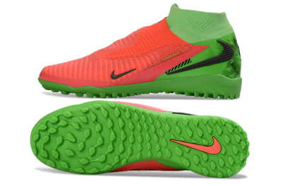 Nike Phantom 6 Elite High TF Artificial Turf Soccer Shoes - Orange/Neon Pink/Lime Green
