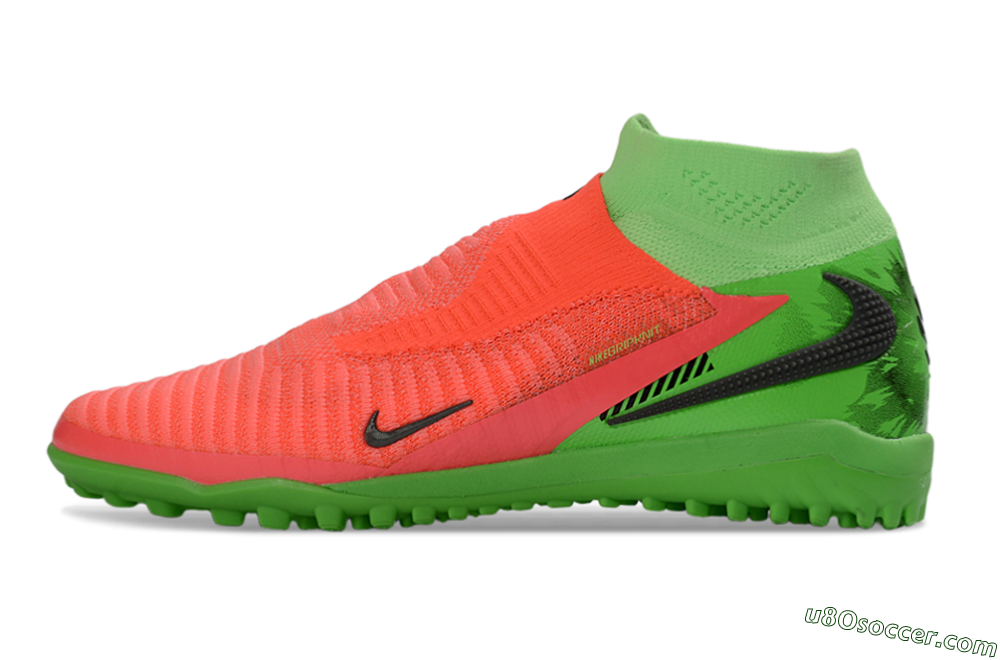 Nike Phantom 6 Elite High TF Artificial Turf Soccer Shoes - Orange/Neon Pink/Lime Green 2