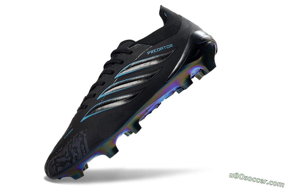 Adidas Predator 26 Elite FG Firm Ground Soccer Cleats - Black/Electric Blue/Rainbow Iridescent 5