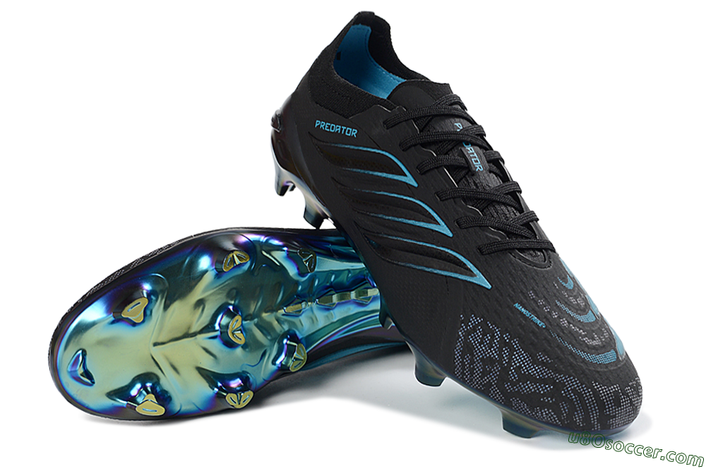 Adidas Predator 26 Elite FG Firm Ground Soccer Cleats - Black/Electric Blue/Rainbow Iridescent 3