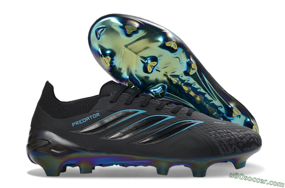 Adidas Predator 26 Elite FG Firm Ground Soccer Cleats - Black/Electric Blue/Rainbow Iridescent 1