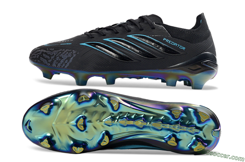Adidas Predator 26 Elite FG Firm Ground Soccer Cleats - Black/Electric Blue/Rainbow Iridescent 0