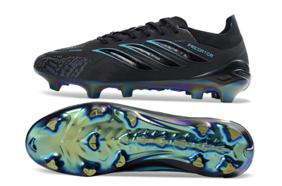 Adidas Predator 26 Elite FG Firm Ground Soccer Cleats - Black/Electric Blue/Rainbow Iridescent