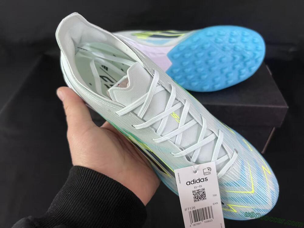 Adidas F50 Pro TF Artificial Turf Soccer Shoes - Blue/Aqua Blue/Neon Yellow