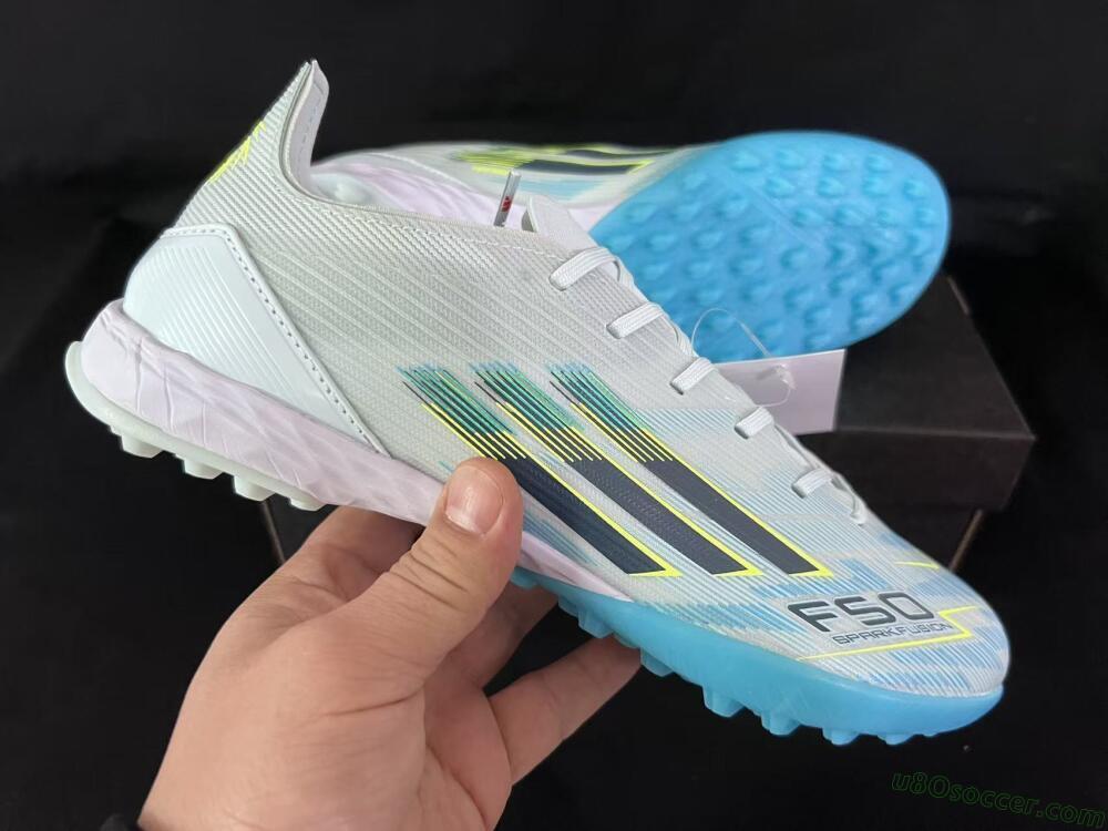 Adidas F50 Pro TF Artificial Turf Soccer Shoes - Blue/Aqua Blue/Neon Yellow