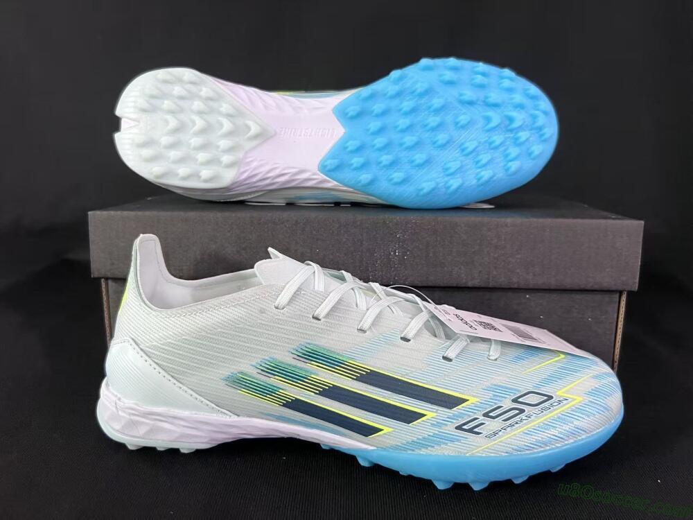 Adidas F50 Pro TF Artificial Turf Soccer Shoes - Blue/Aqua Blue/Neon Yellow