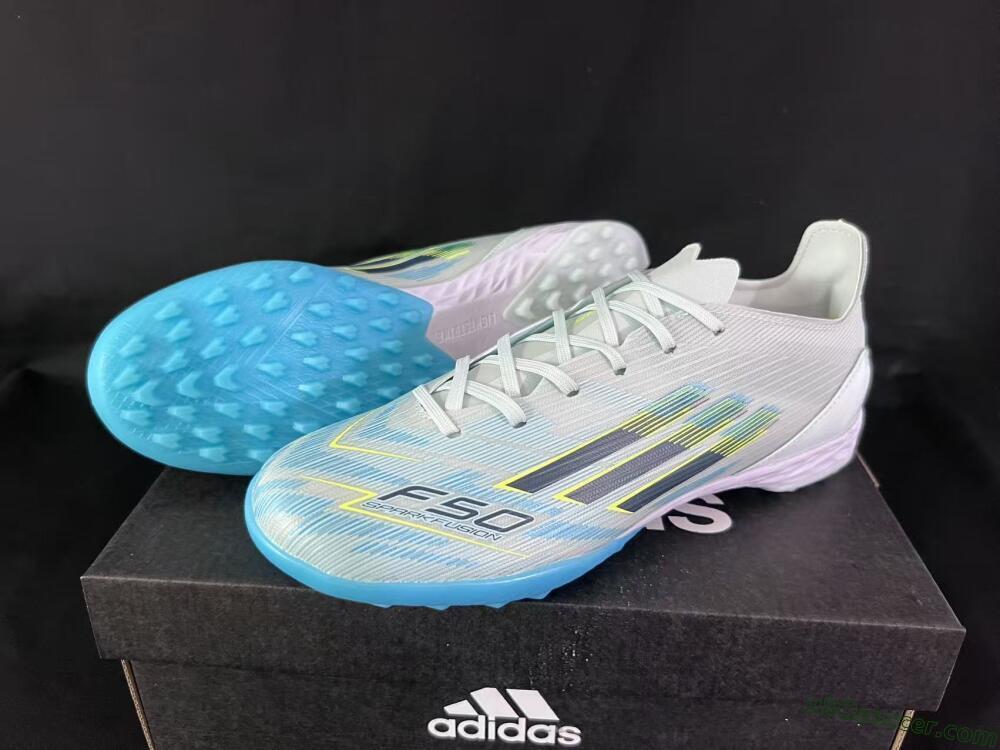 Adidas F50 Pro TF Artificial Turf Soccer Shoes - Blue/Aqua Blue/Neon Yellow