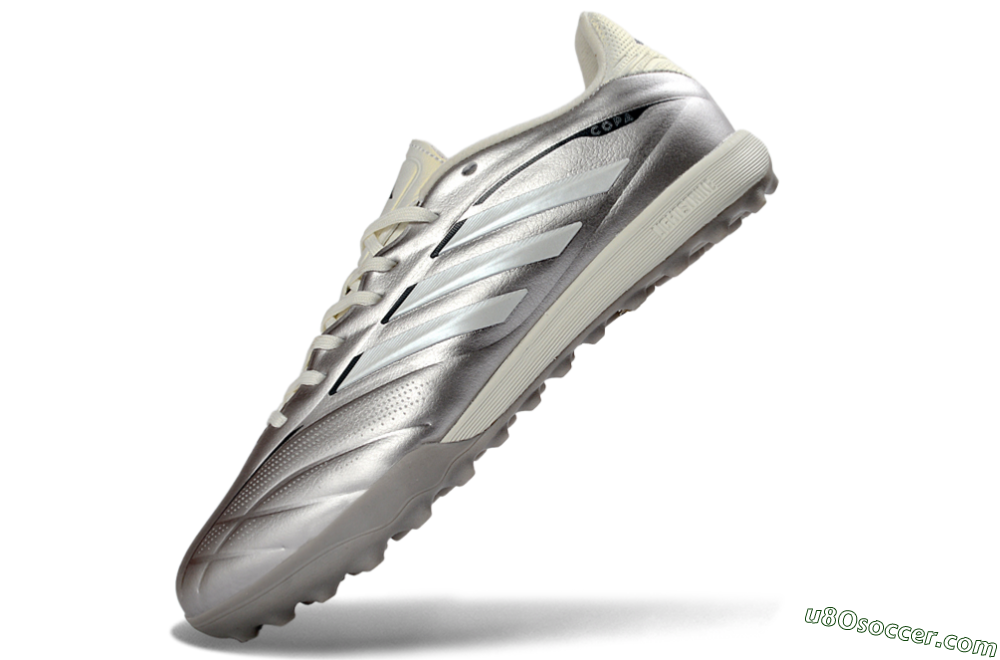 Adidas Copa Pure 2+ Elite TF Artificial Turf Soccer Shoes - Silver/Metallic Gray/White 5