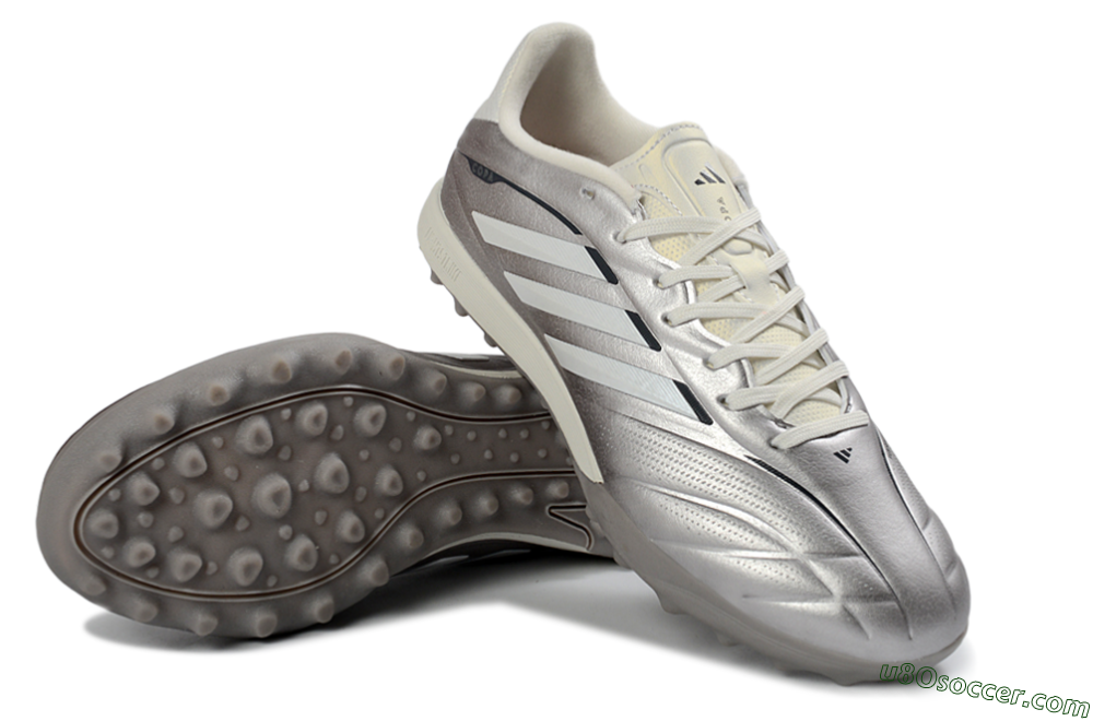 Adidas Copa Pure 2+ Elite TF Artificial Turf Soccer Shoes - Silver/Metallic Gray/White 3