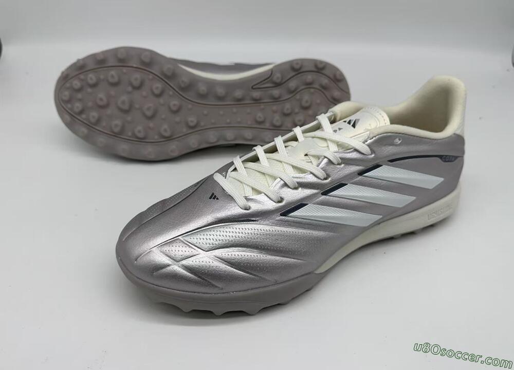 Adidas Copa Pure 2+ Elite TF Artificial Turf Soccer Shoes - Silver/Metallic Gray/White