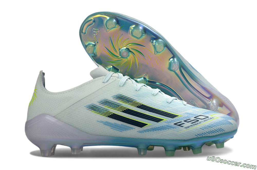 Adidas F50 Elite AG Artificial Grass Soccer Cleats - Light/Iridescent Blue/Spectral Yellow 1