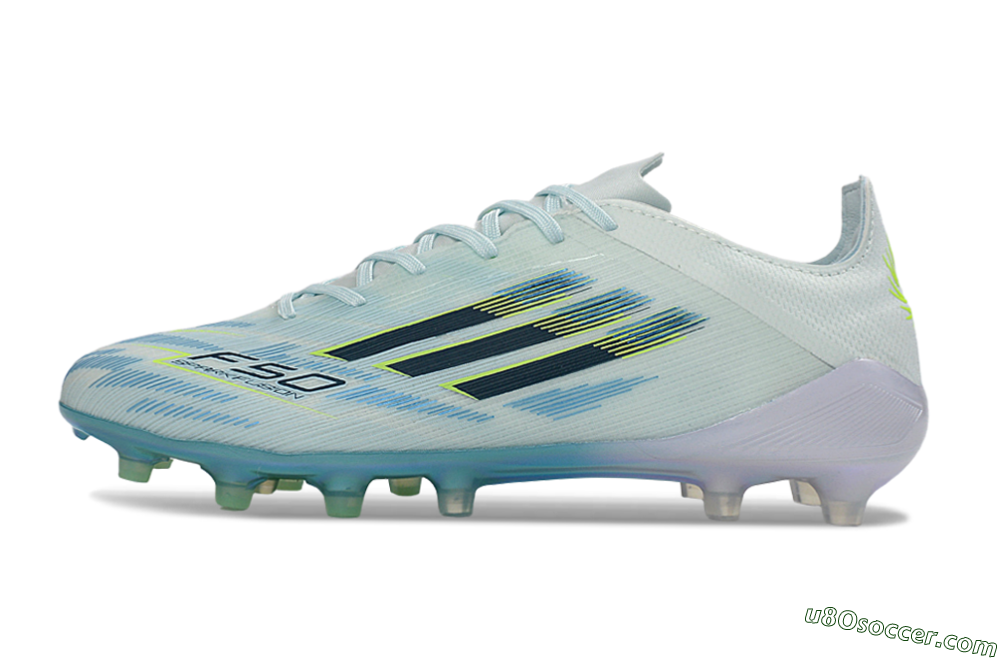 Adidas F50 Elite AG Artificial Grass Soccer Cleats - Light/Iridescent Blue/Spectral Yellow 2
