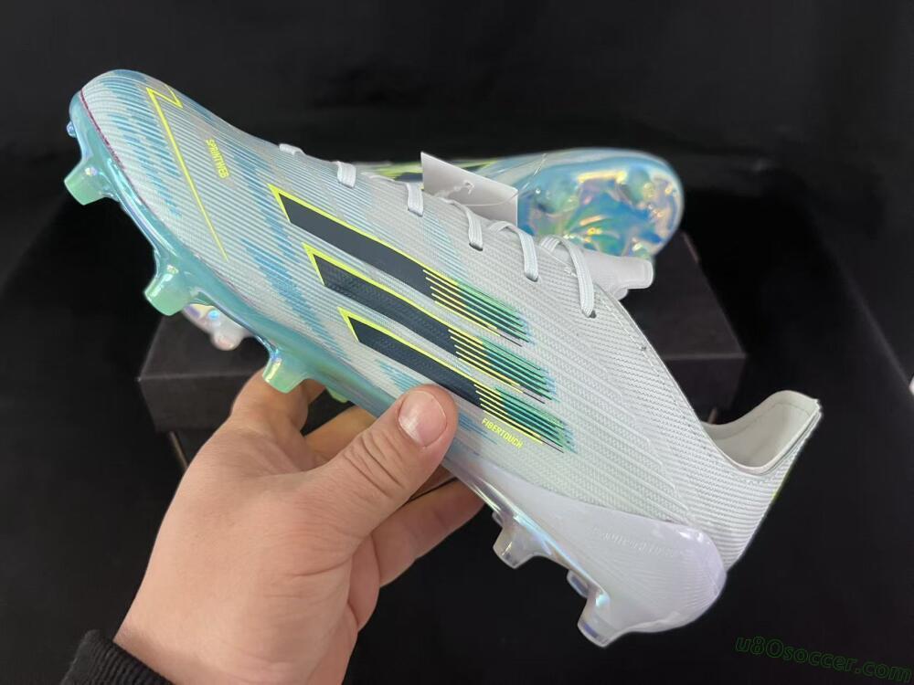 Adidas F50 Elite AG Artificial Grass Soccer Cleats - Light/Iridescent Blue/Spectral Yellow