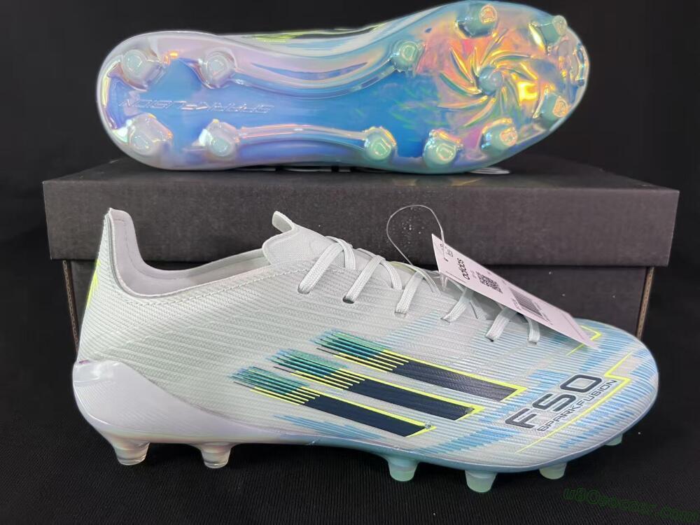 Adidas F50 Elite AG Artificial Grass Soccer Cleats - Light/Iridescent Blue/Spectral Yellow