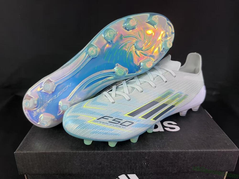 Adidas F50 Elite AG Artificial Grass Soccer Cleats - Light/Iridescent Blue/Spectral Yellow