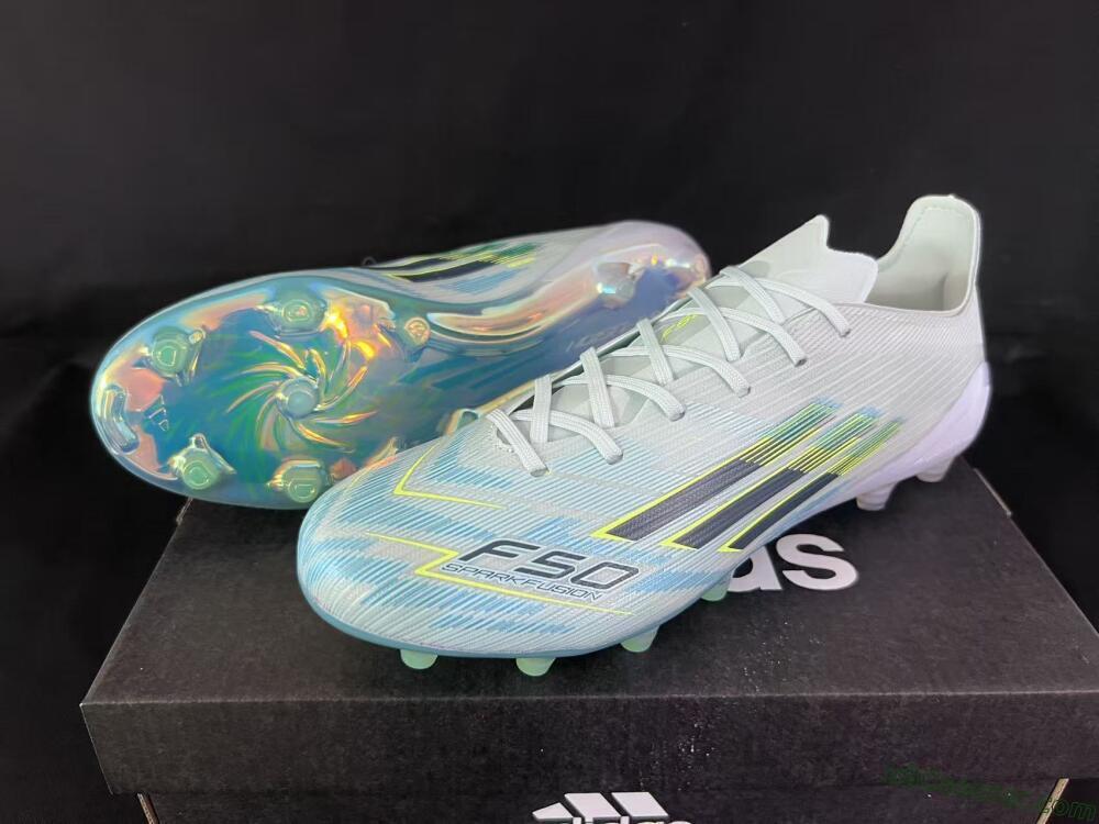 Adidas F50 Elite AG Artificial Grass Soccer Cleats - Light/Iridescent Blue/Spectral Yellow