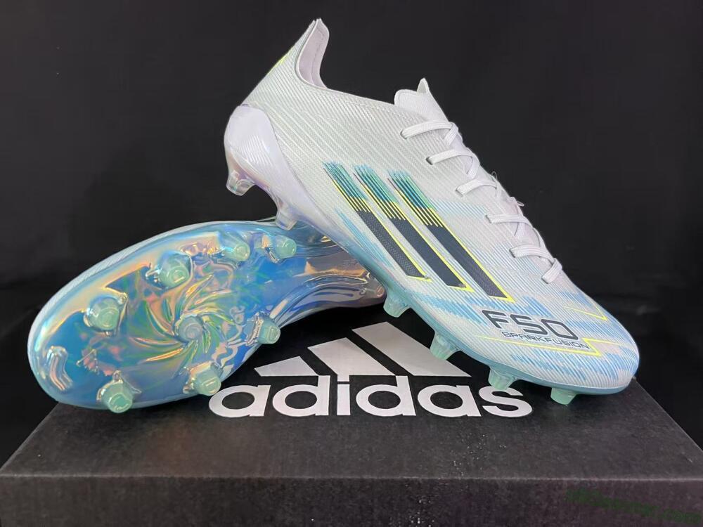 Adidas F50 Elite AG Artificial Grass Soccer Cleats - Light/Iridescent Blue/Spectral Yellow