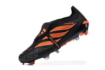 Adidas Predator 26 Elite Fold-Over Tongue FG Firm Ground Soccer Cleats - Black/Vibrant Orange/Shadow Black