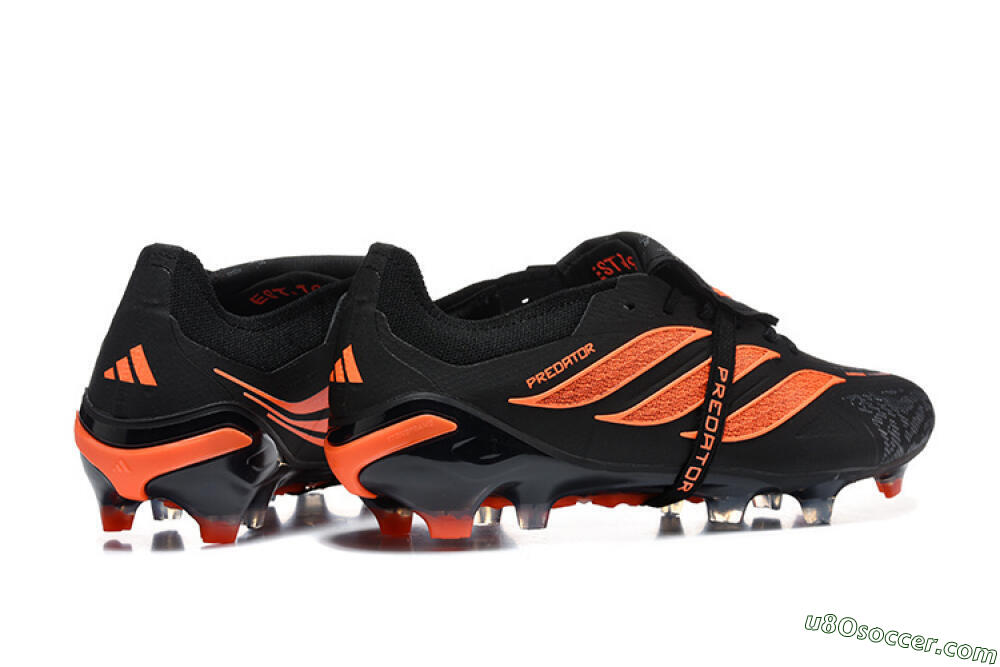 Adidas Predator 26 Elite Fold-Over Tongue FG Firm Ground Soccer Cleats - Black/Vibrant Orange/Shadow Black 9